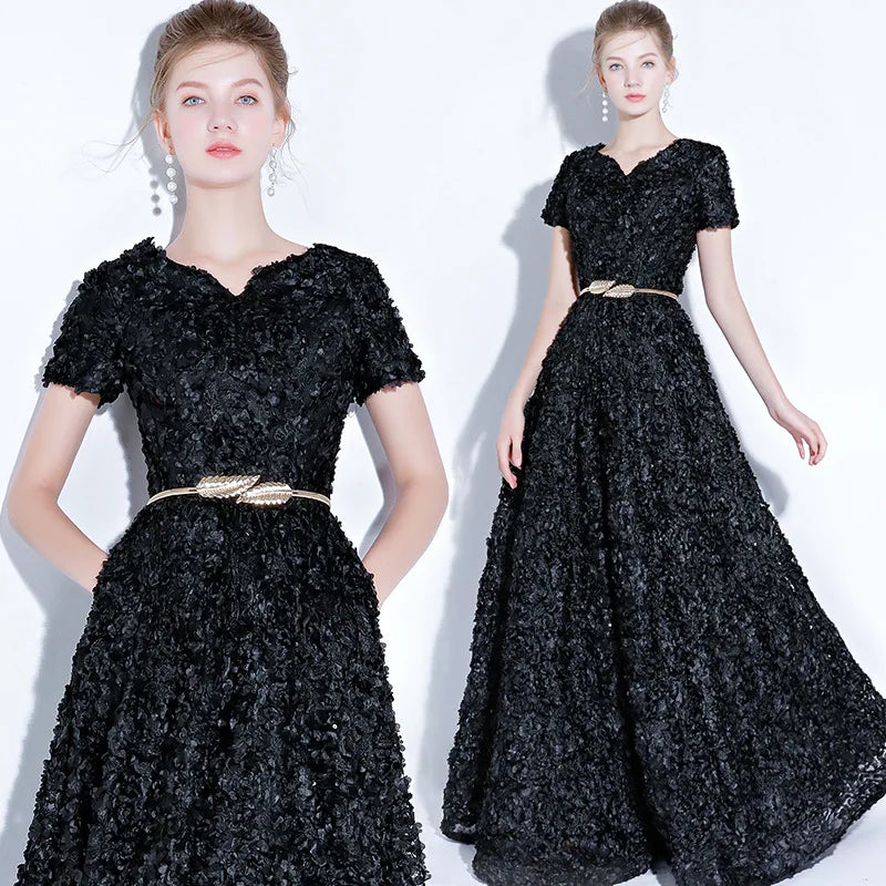 2025 New Women's High-quality Luxury Sequin Banquet Host Noble and Elegant Long Dress Dress Dignified and Atmospheric Dress
