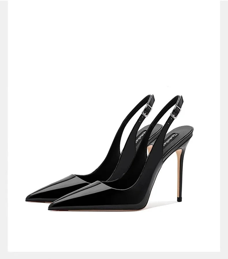 Sexy Ultra-high Heels Pointed Sandals Elegant Summer Patent Leather Suspender High Heels Trendy Dress Banquet Women's Shoes
