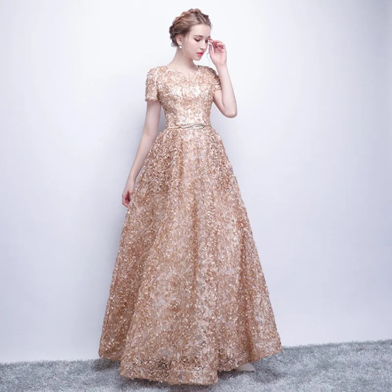 2025 New Women's High-quality Luxury Sequin Banquet Host Noble and Elegant Long Dress Dress Dignified and Atmospheric Dress