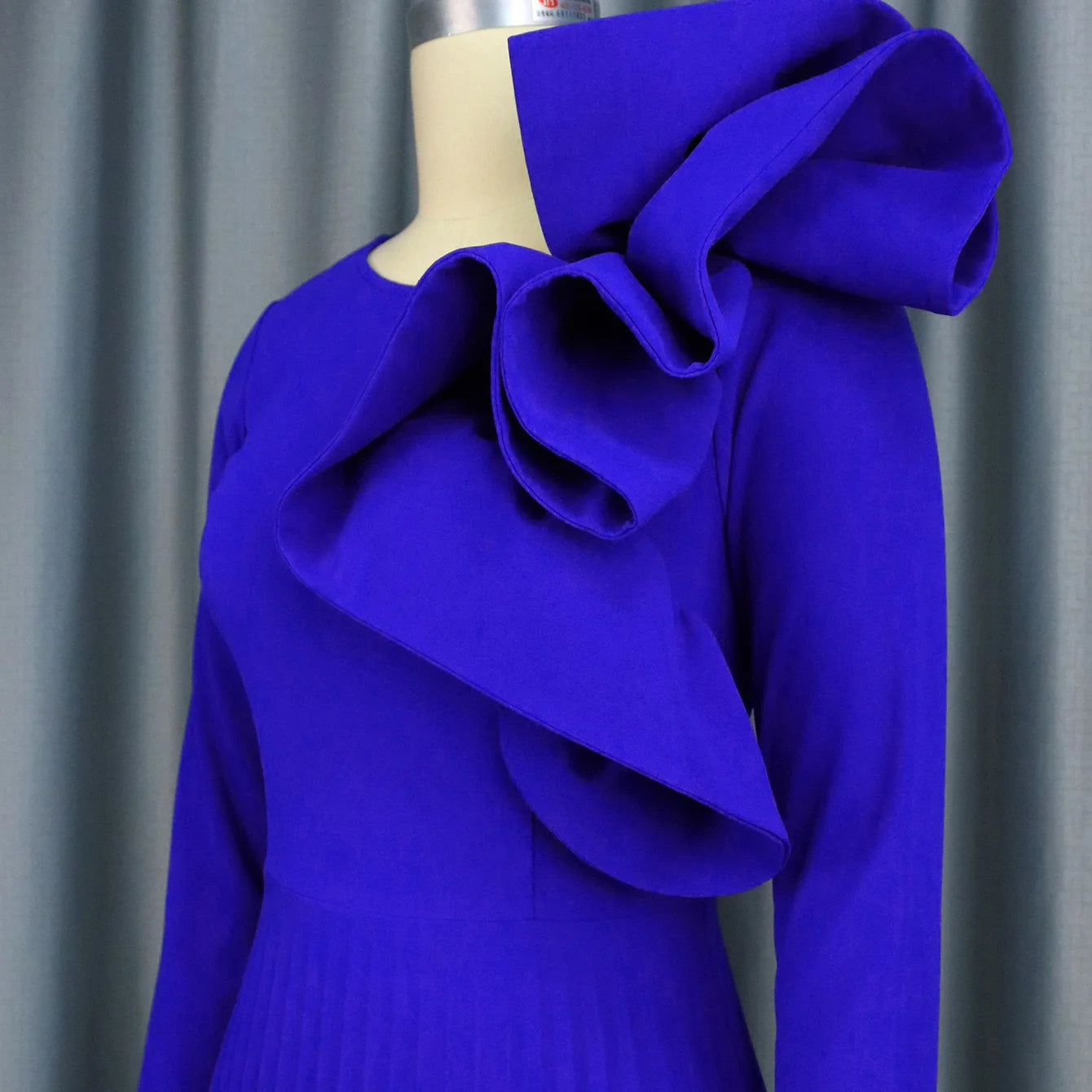 Elegant Long Dresses for Woman 2024 Autumn Winter New O Neck Ruffles Full Sleeve Pleated Ankle Length Luxury Party Dinner Dress