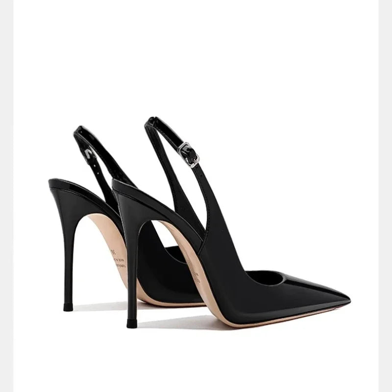 Sexy Ultra-high Heels Pointed Sandals Elegant Summer Patent Leather Suspender High Heels Trendy Dress Banquet Women's Shoes