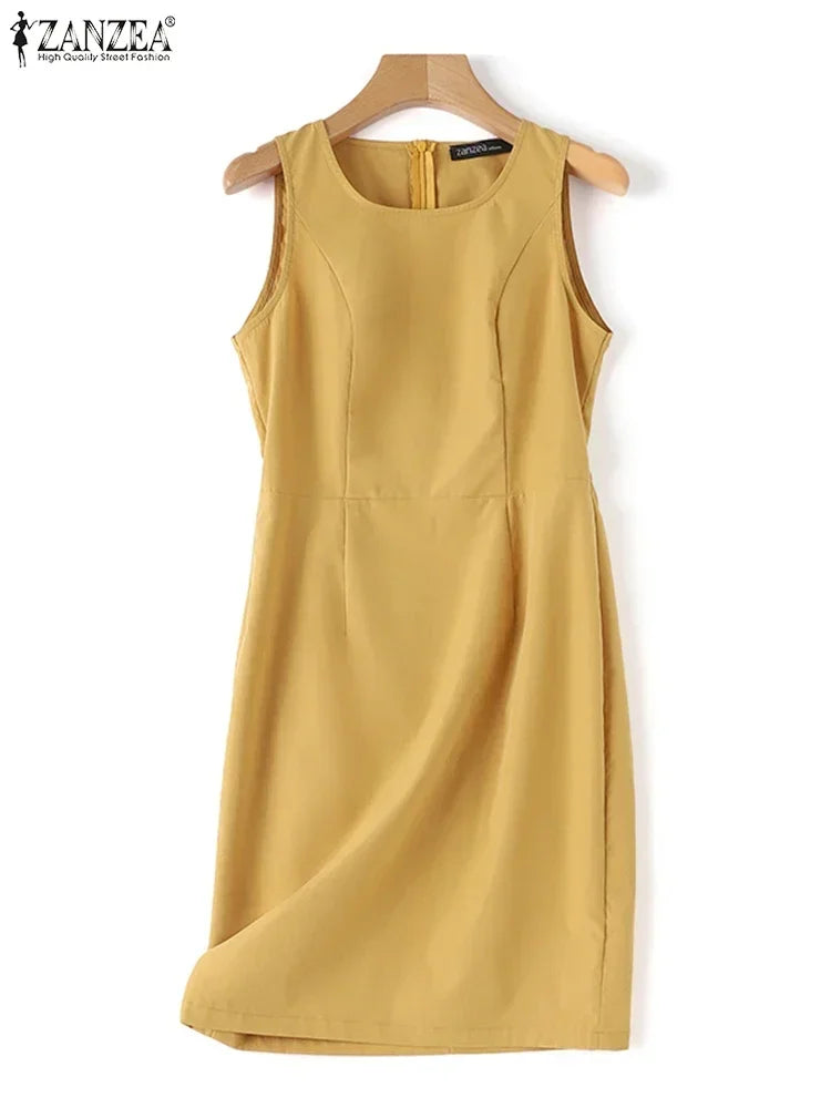 ZANZEA Elegant Women's Sets Office Lady 2-Pieces Dress Sets Blazer and Dress Outfits
2025 Fashion Suits Sleeveless Sundress