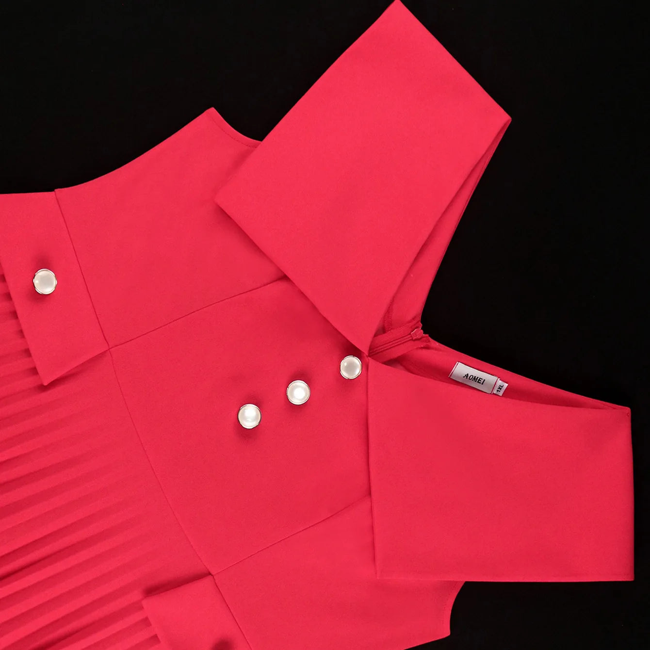 Spring 2025 Light Luxury Elegant Wind V-Neck Sleeveless Pleated Skirt High-Waist Dress for Formal Occasions Large Size Available