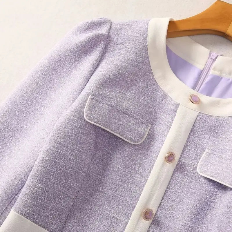 Princess Kate Dress 2023 High Quality Autumn Women O Neck Long Sleeves Patch Work Elegant Dresses Vestidos NP2021C